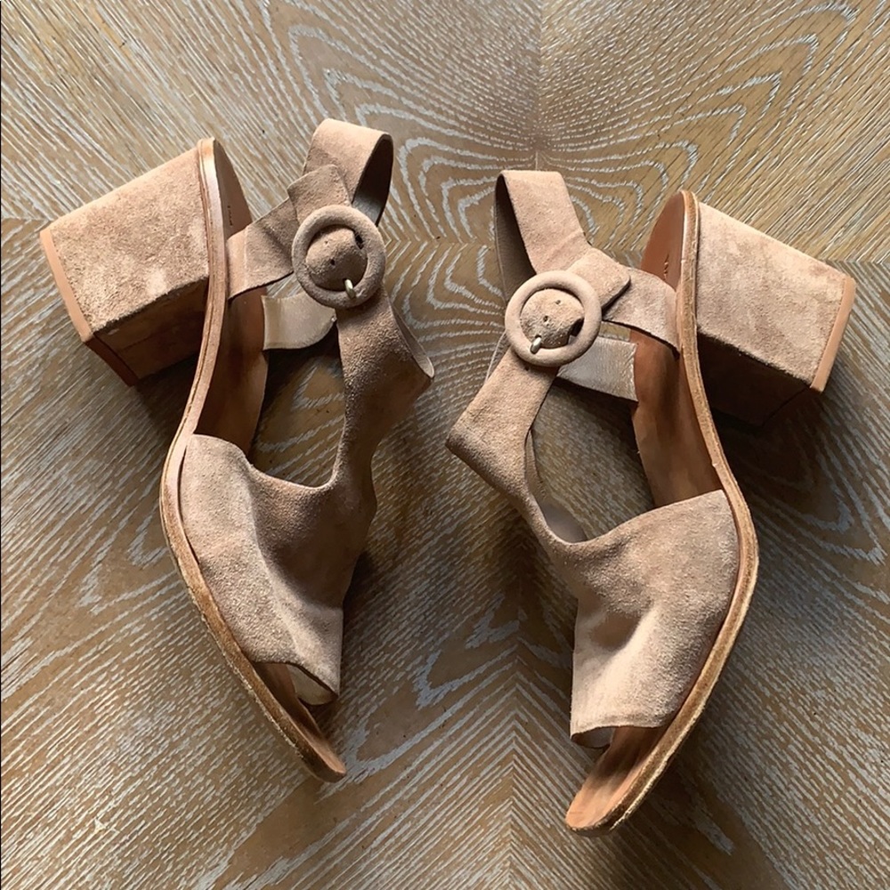VIA SPIGA Tan Suede Block Heel Sandals 8.5